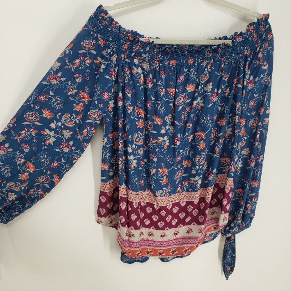 Beachlunchlounge Boho Floral Off the‎ Shoulder Blouse Top - Picture 3 of 8